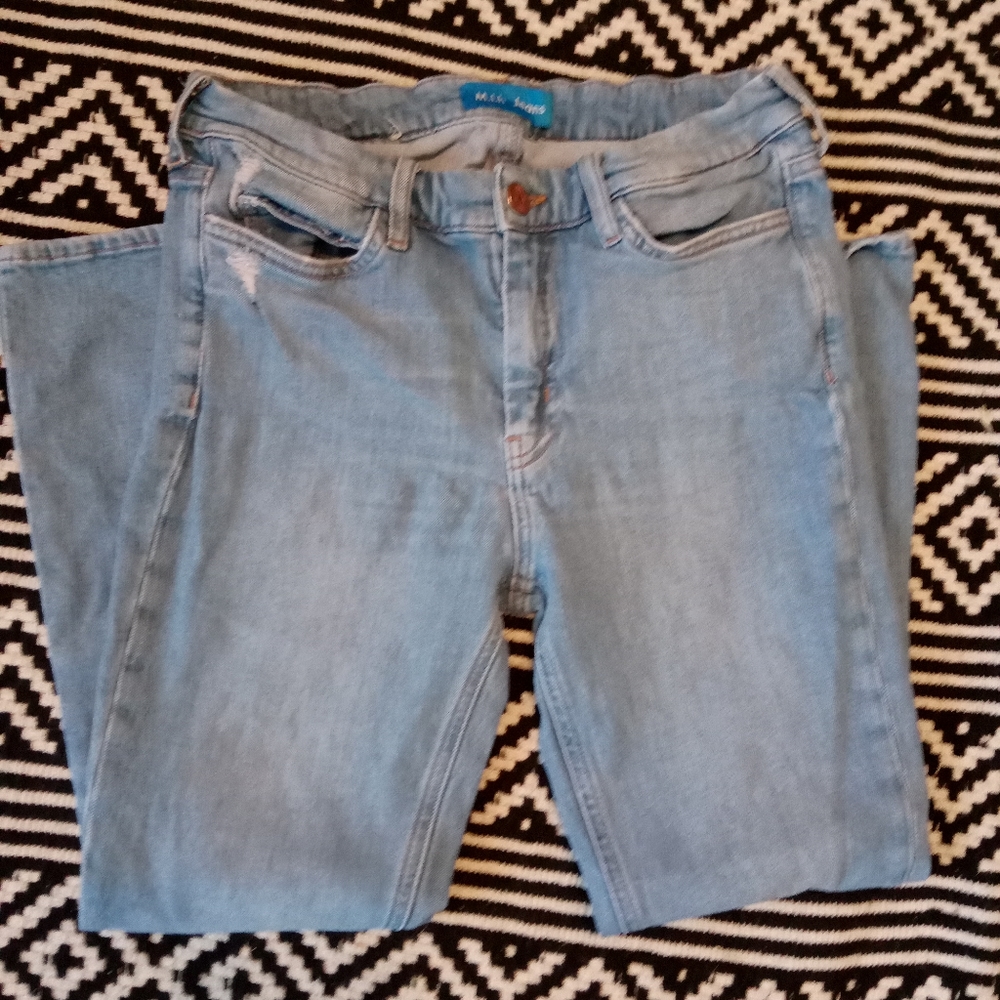 MiH Marty High Rise Cropped Flare Jeans by Anthropologie in North Wash